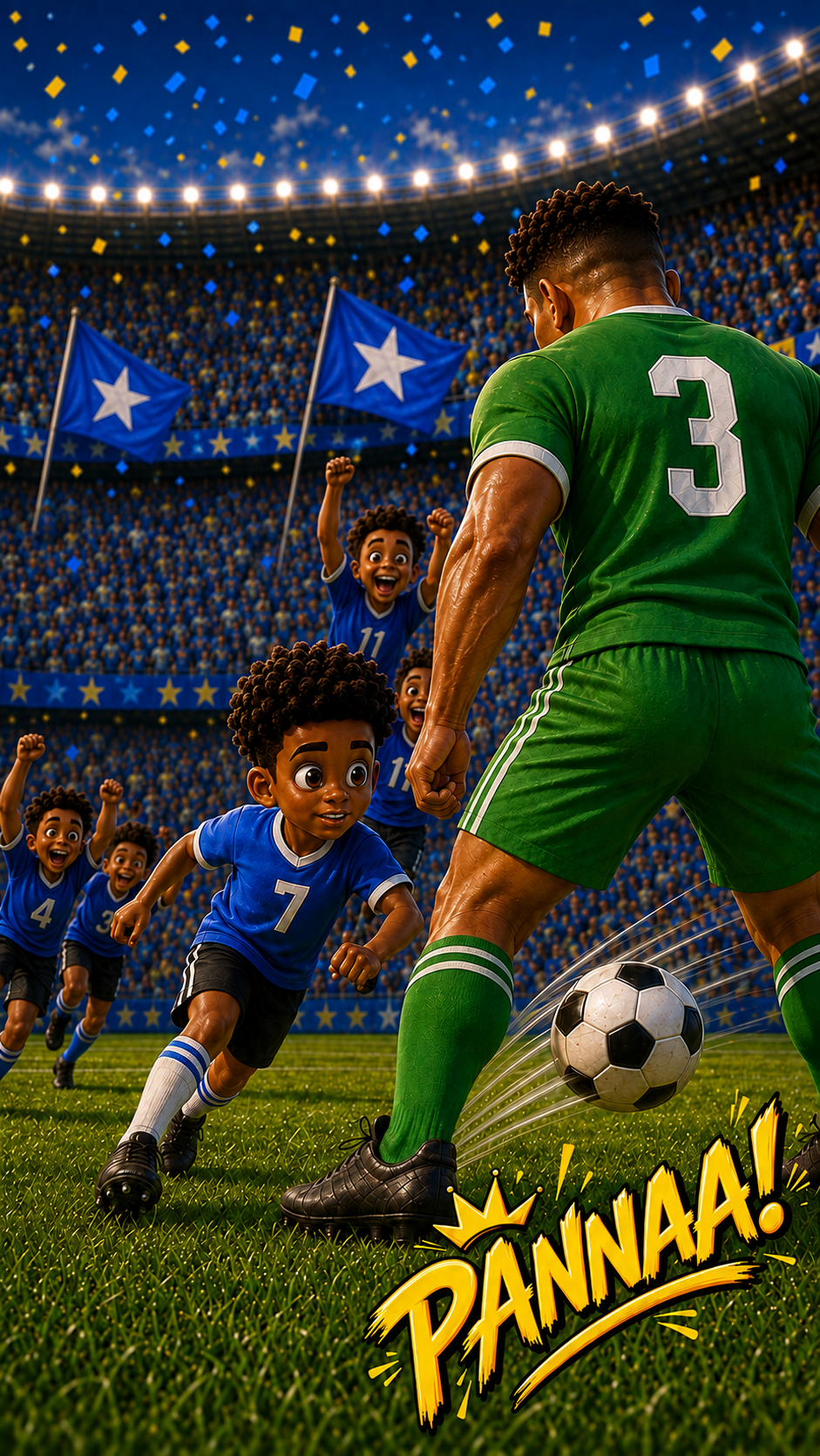 Ballie Boy takes on a defender during the match